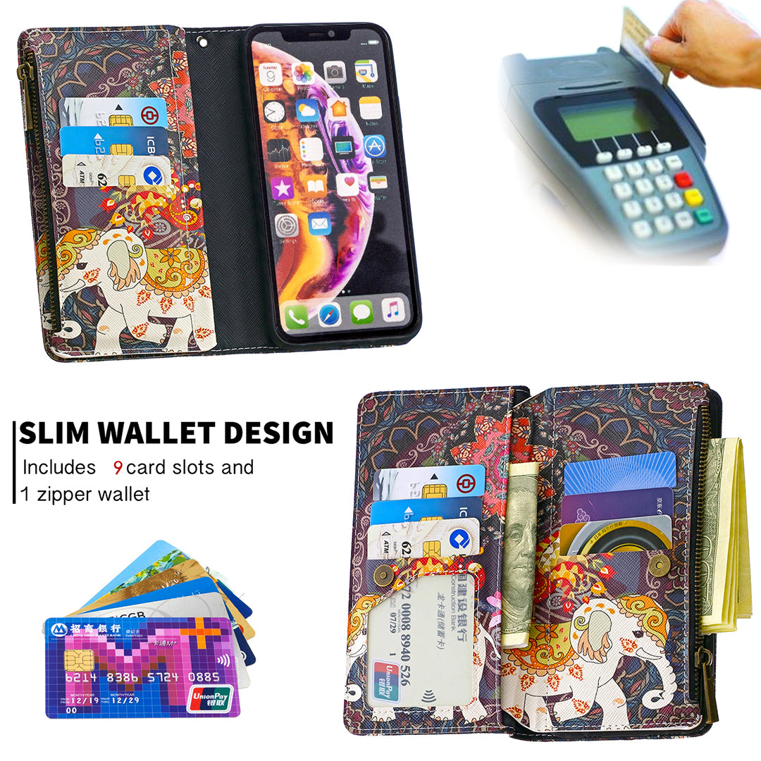 BF03 Pattern Printing Zipper Wallet Leather Phone Cover for iPhone XR 6.1 inch