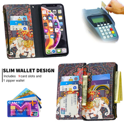 BF03 Pattern Printing Zipper Wallet Leather Phone Cover for iPhone XR 6.1 inch