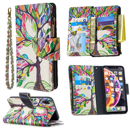 BF03 Pattern Printing Zipper Wallet Leather Phone Cover for iPhone XR 6.1 inch
