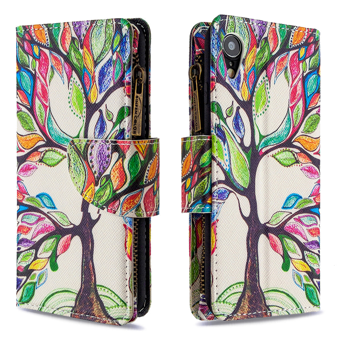 BF03 Pattern Printing Zipper Wallet Leather Phone Cover for iPhone XR 6.1 inch