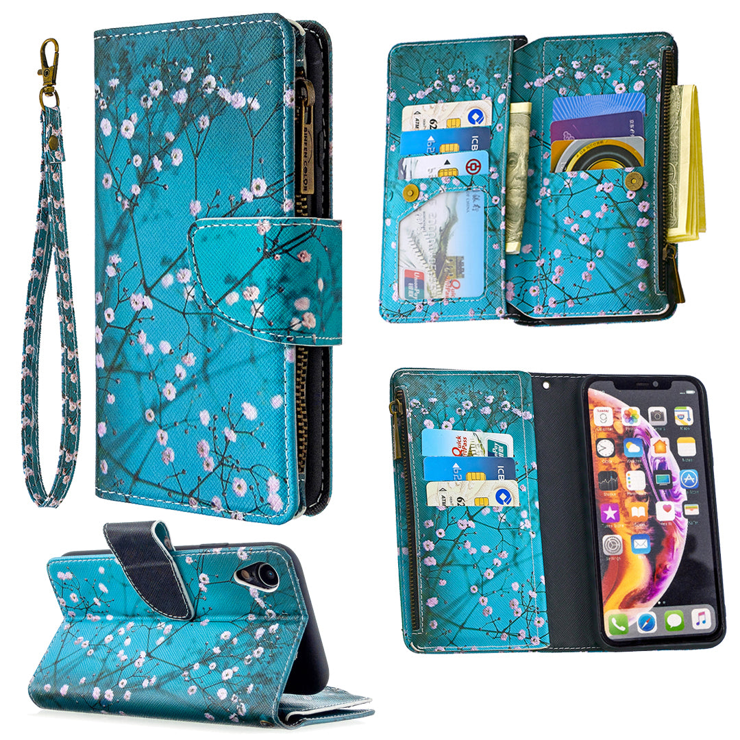BF03 Pattern Printing Zipper Wallet Leather Phone Cover for iPhone XR 6.1 inch