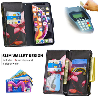 BF03 Pattern Printing Zipper Wallet Leather Phone Cover for iPhone XR 6.1 inch