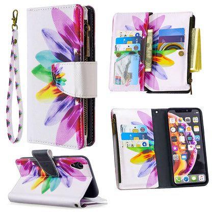 BF03 Pattern Printing Zipper Wallet Leather Phone Cover for iPhone XR 6.1 inch
