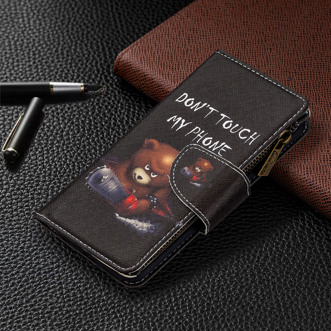 BF03 Pattern Printing Zipper Wallet Leather Protective Shell for iPhone XS Max 6.5 inch