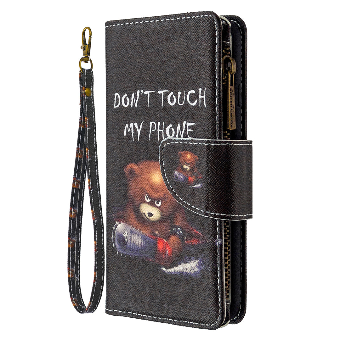 BF03 Pattern Printing Zipper Wallet Leather Protective Shell for iPhone XS Max 6.5 inch