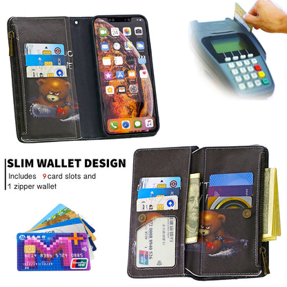 BF03 Pattern Printing Zipper Wallet Leather Protective Shell for iPhone XS Max 6.5 inch