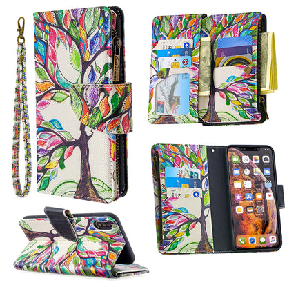 BF03 Pattern Printing Zipper Wallet Leather Protective Shell for iPhone XS Max 6.5 inch