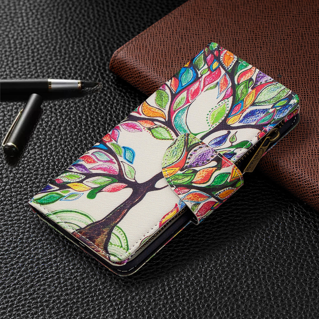 BF03 Pattern Printing Zipper Wallet Leather Protective Shell for iPhone XS Max 6.5 inch