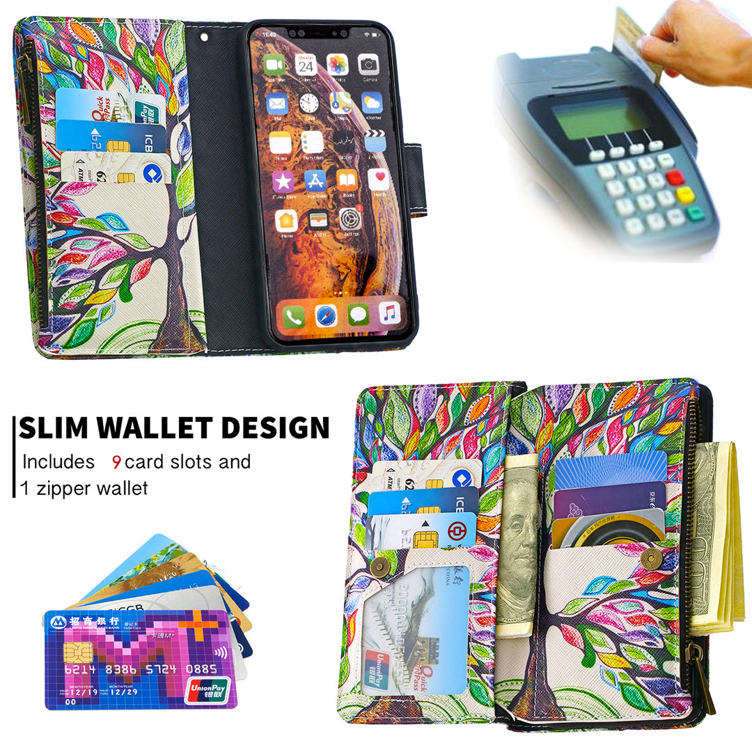 BF03 Pattern Printing Zipper Wallet Leather Protective Shell for iPhone XS Max 6.5 inch