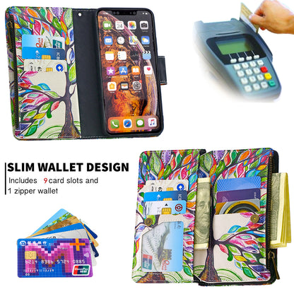 BF03 Pattern Printing Zipper Wallet Leather Protective Shell for iPhone XS Max 6.5 inch