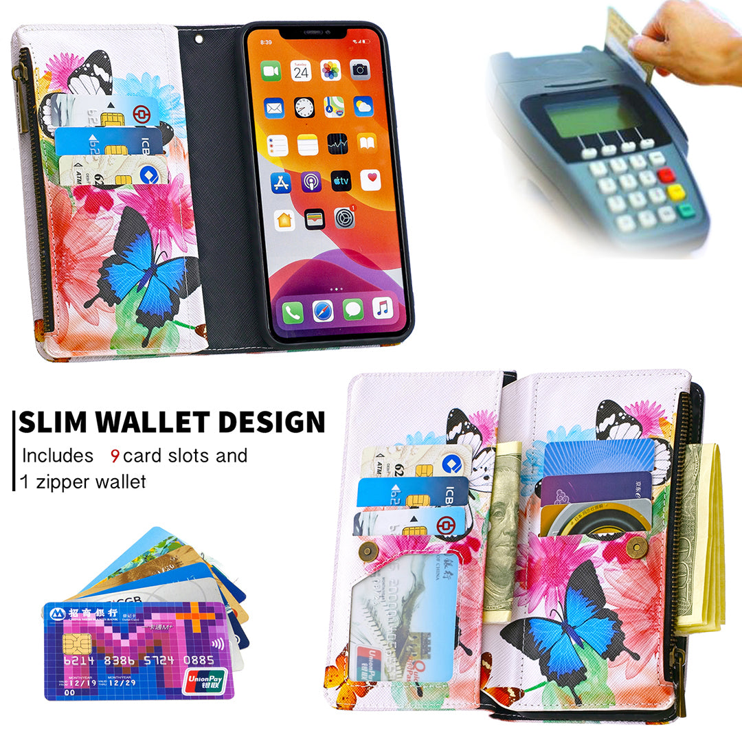 Pattern Printing Zipper Wallet Leather Case Shell for Apple iPhone 11 6.1 inch
