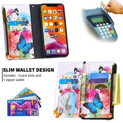Pattern Printing Zipper Wallet Leather Case Shell for Apple iPhone 11 6.1 inch