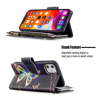 Pattern Printing Zipper Wallet Leather Case Shell for Apple iPhone 11 6.1 inch