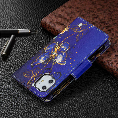 Pattern Printing Zipper Wallet Leather Case Shell for Apple iPhone 11 6.1 inch