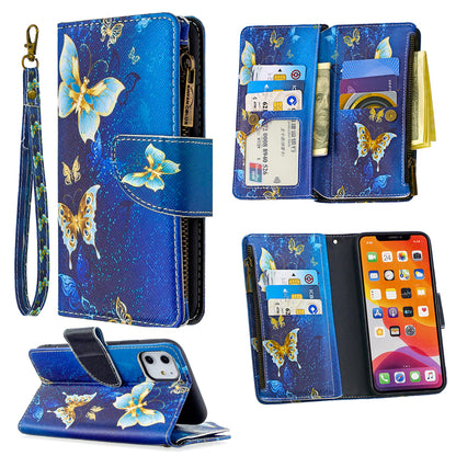Pattern Printing Zipper Wallet Leather Case Shell for Apple iPhone 11 6.1 inch