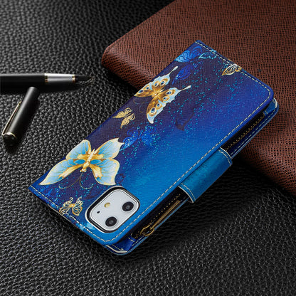 Pattern Printing Zipper Wallet Leather Case Shell for Apple iPhone 11 6.1 inch