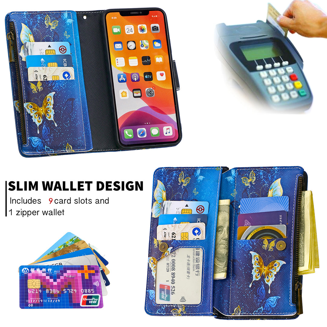 Pattern Printing Zipper Wallet Leather Case Shell for Apple iPhone 11 6.1 inch