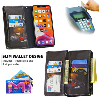 Pattern Printing Zipper Wallet Leather Case Shell for Apple iPhone 11 6.1 inch