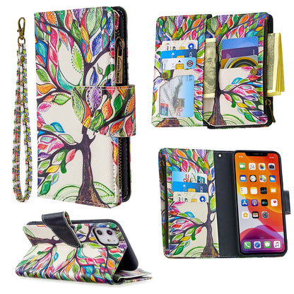 Pattern Printing Zipper Wallet Leather Case Shell for Apple iPhone 11 6.1 inch