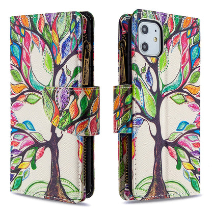 Pattern Printing Zipper Wallet Leather Case Shell for Apple iPhone 11 6.1 inch