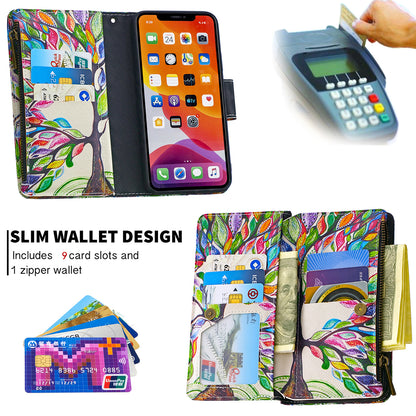 Pattern Printing Zipper Wallet Leather Case Shell for Apple iPhone 11 6.1 inch