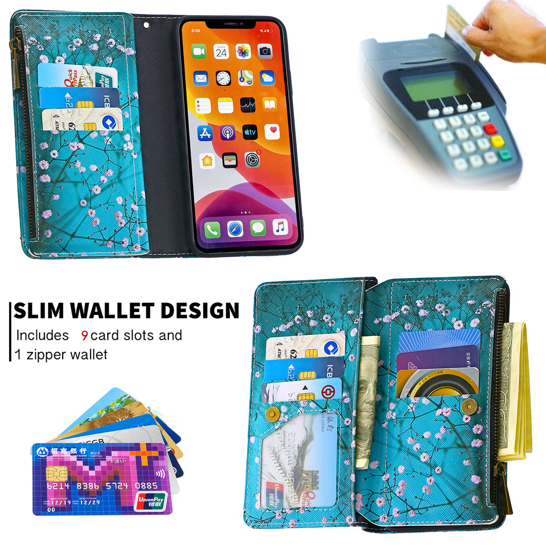 Pattern Printing Zipper Wallet Leather Case Shell for Apple iPhone 11 6.1 inch