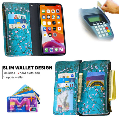 Pattern Printing Zipper Wallet Leather Case Shell for Apple iPhone 11 6.1 inch