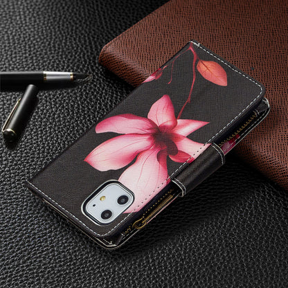 Pattern Printing Zipper Wallet Leather Case Shell for Apple iPhone 11 6.1 inch