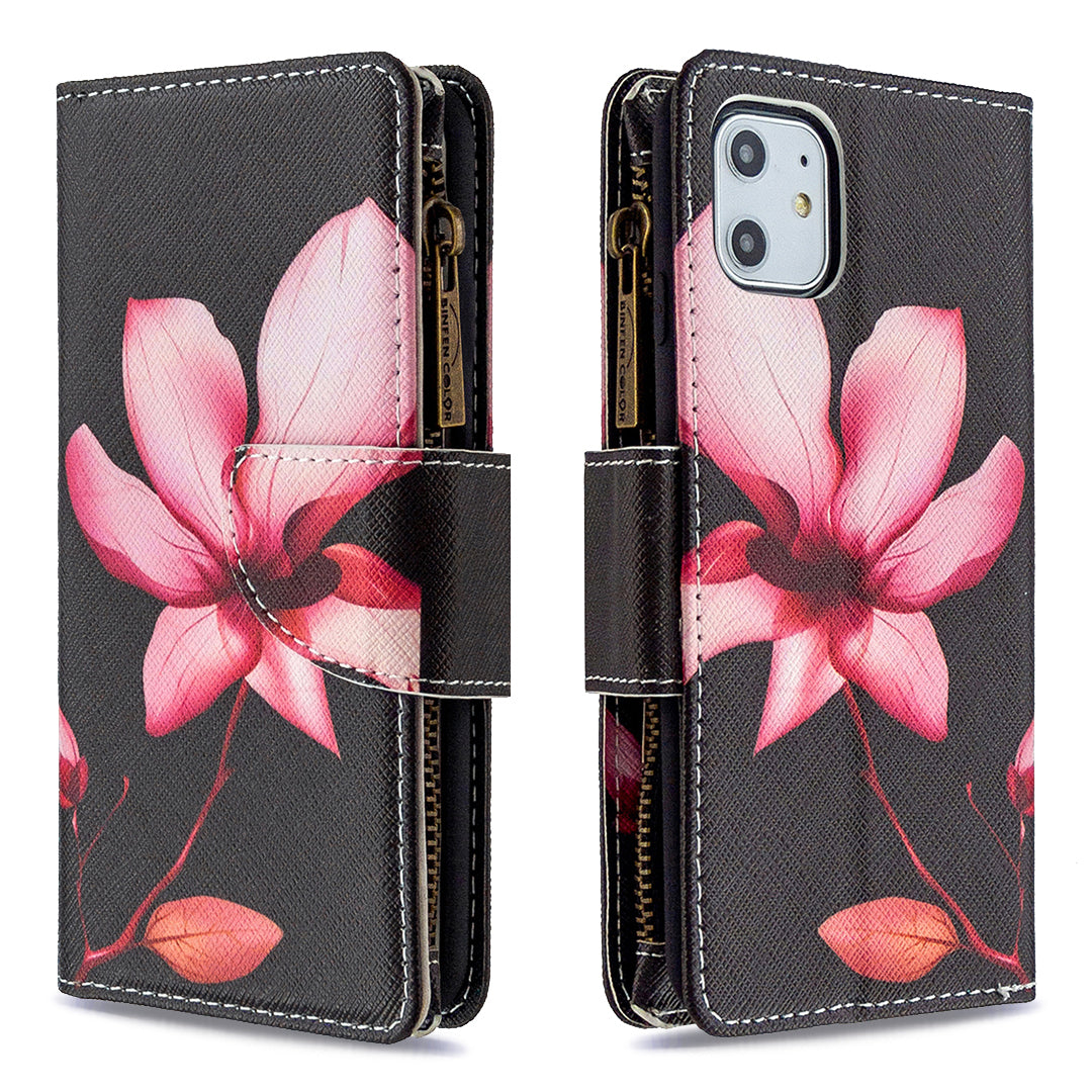 Pattern Printing Zipper Wallet Leather Case Shell for Apple iPhone 11 6.1 inch