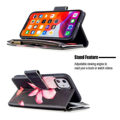 Pattern Printing Zipper Wallet Leather Case Shell for Apple iPhone 11 6.1 inch