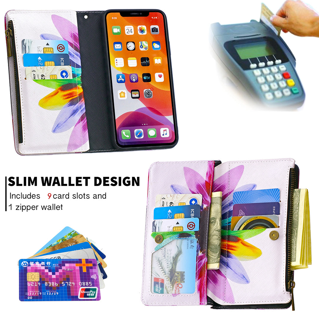 Pattern Printing Zipper Wallet Leather Case Shell for Apple iPhone 11 6.1 inch