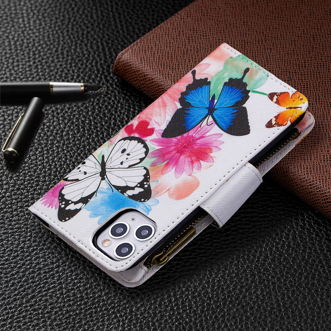 BF03 Pattern Printing Zipper Wallet Leather Phone Case for iPhone 11 Pro Max 6.5 inch
