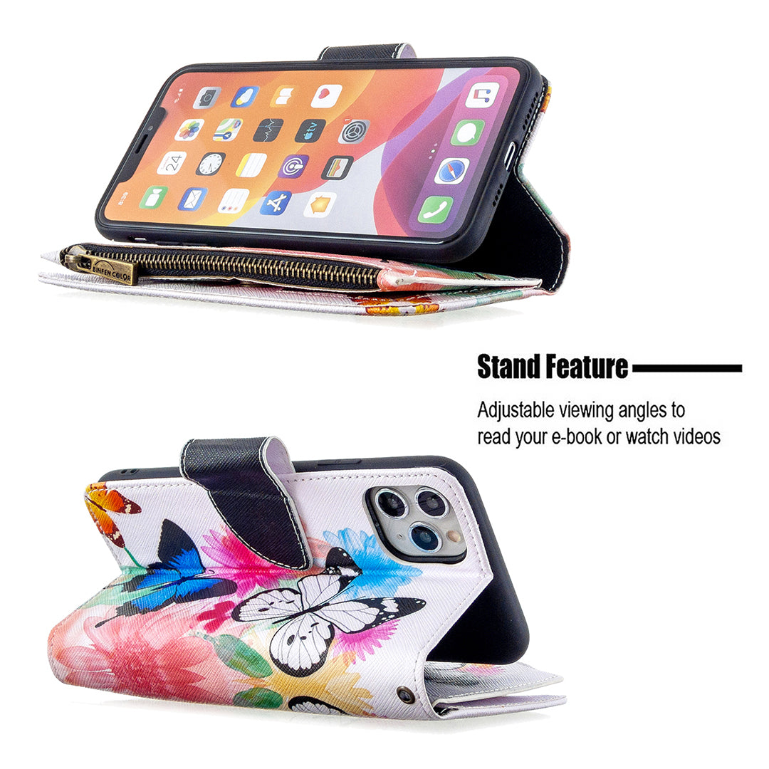 BF03 Pattern Printing Zipper Wallet Leather Phone Case for iPhone 11 Pro Max 6.5 inch