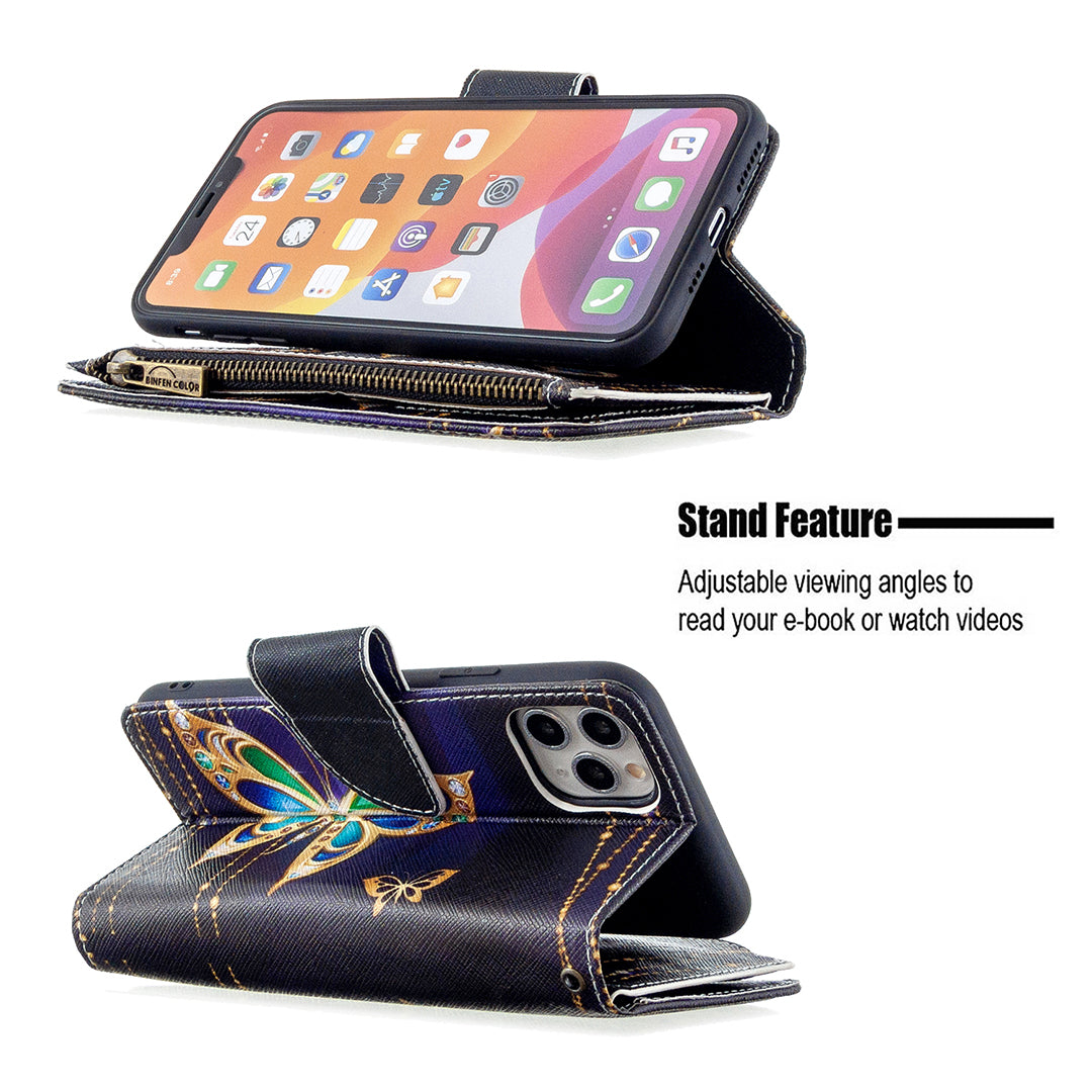 BF03 Pattern Printing Zipper Wallet Leather Phone Case for iPhone 11 Pro Max 6.5 inch