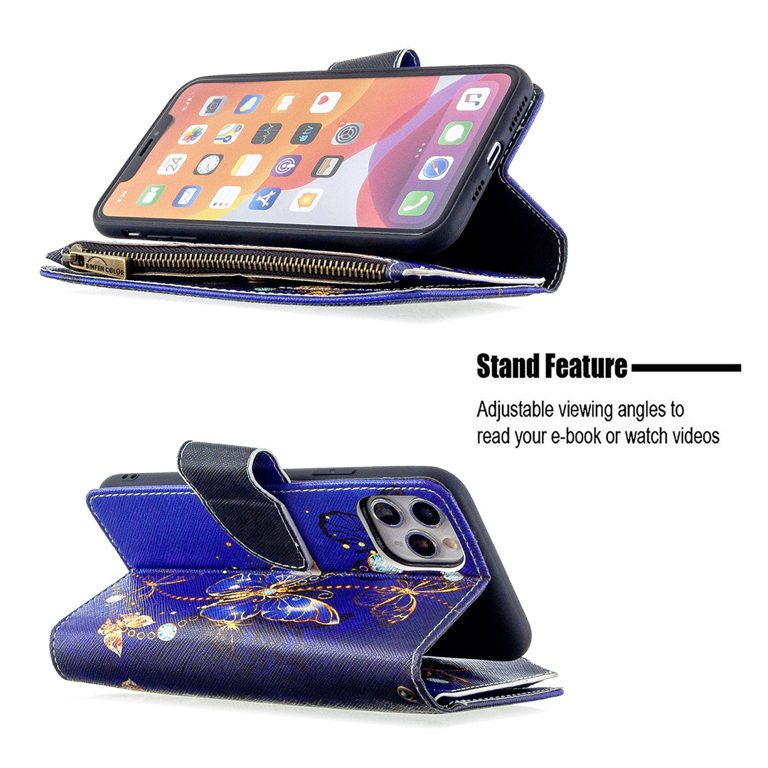 BF03 Pattern Printing Zipper Wallet Leather Phone Case for iPhone 11 Pro Max 6.5 inch
