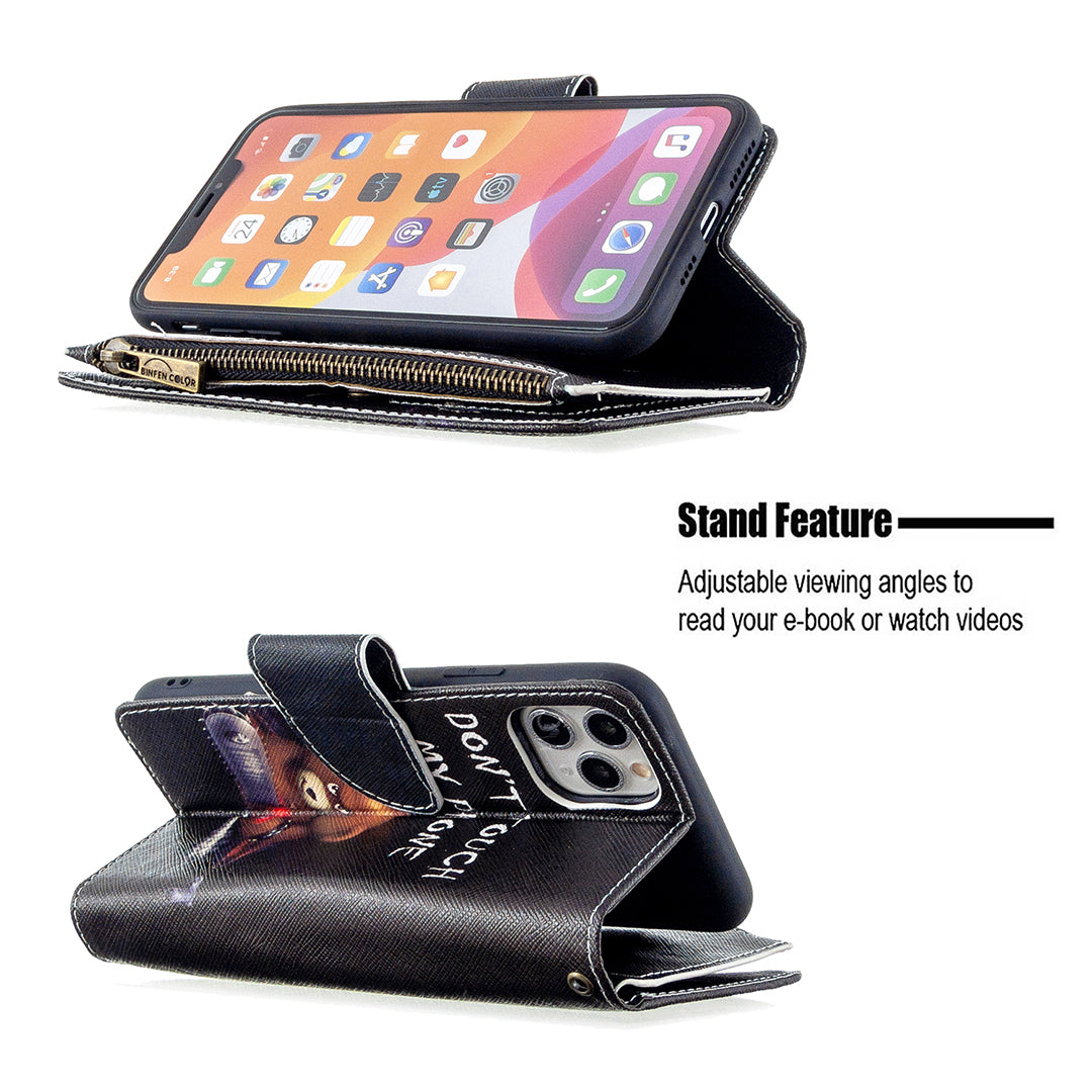 BF03 Pattern Printing Zipper Wallet Leather Phone Case for iPhone 11 Pro Max 6.5 inch