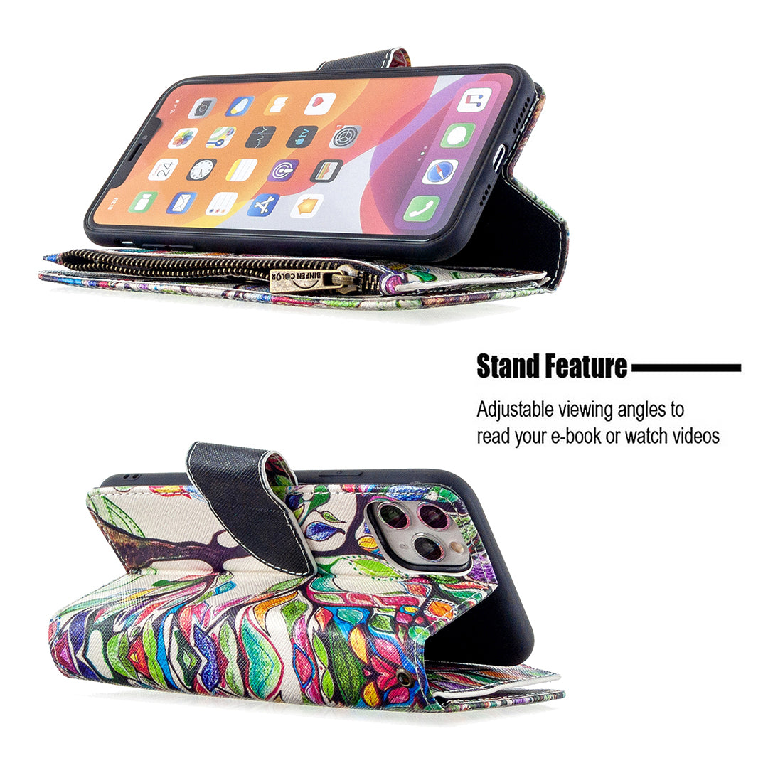BF03 Pattern Printing Zipper Wallet Leather Phone Case for iPhone 11 Pro Max 6.5 inch