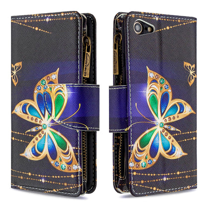 BF03 Pattern Printing Zipper Wallet Leather Phone Shell for iPhone SE (2020)/SE (2022)/8/7