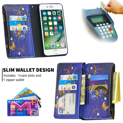 BF03 Pattern Printing Zipper Wallet Leather Phone Shell for iPhone SE (2020)/SE (2022)/8/7