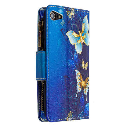 BF03 Pattern Printing Zipper Wallet Leather Phone Shell for iPhone SE (2020)/SE (2022)/8/7