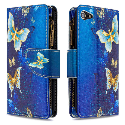 BF03 Pattern Printing Zipper Wallet Leather Phone Shell for iPhone SE (2020)/SE (2022)/8/7