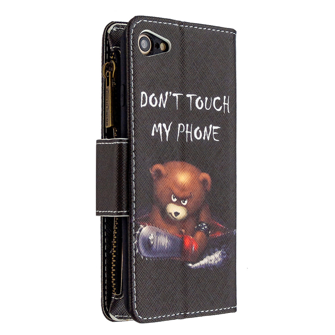 BF03 Pattern Printing Zipper Wallet Leather Phone Shell for iPhone SE (2020)/SE (2022)/8/7