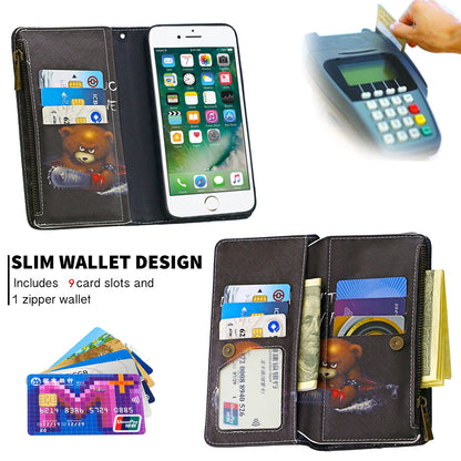 BF03 Pattern Printing Zipper Wallet Leather Phone Shell for iPhone SE (2020)/SE (2022)/8/7