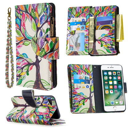 BF03 Pattern Printing Zipper Wallet Leather Phone Shell for iPhone SE (2020)/SE (2022)/8/7