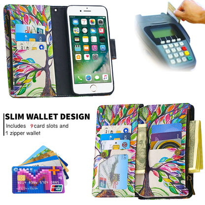 BF03 Pattern Printing Zipper Wallet Leather Phone Shell for iPhone SE (2020)/SE (2022)/8/7