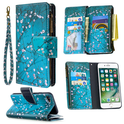 BF03 Pattern Printing Zipper Wallet Leather Phone Shell for iPhone SE (2020)/SE (2022)/8/7
