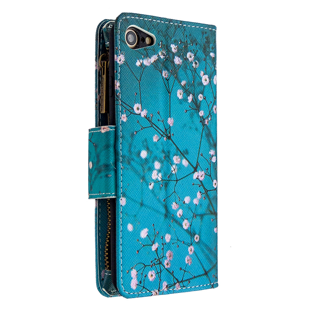 BF03 Pattern Printing Zipper Wallet Leather Phone Shell for iPhone SE (2020)/SE (2022)/8/7