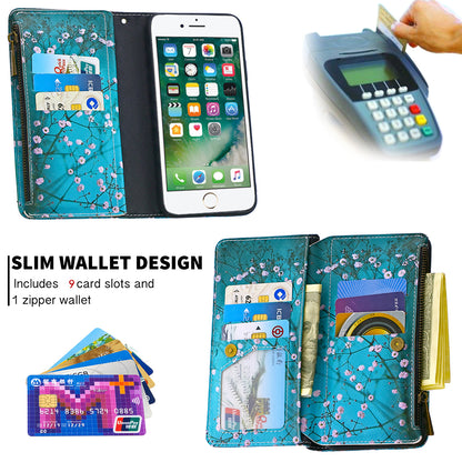 BF03 Pattern Printing Zipper Wallet Leather Phone Shell for iPhone SE (2020)/SE (2022)/8/7