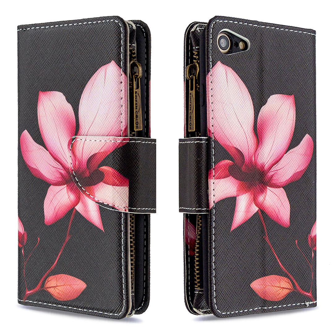 BF03 Pattern Printing Zipper Wallet Leather Phone Shell for iPhone SE (2020)/SE (2022)/8/7