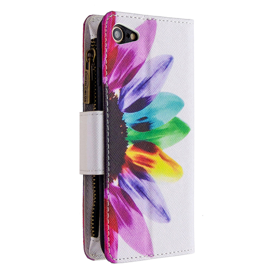 BF03 Pattern Printing Zipper Wallet Leather Phone Shell for iPhone SE (2020)/SE (2022)/8/7